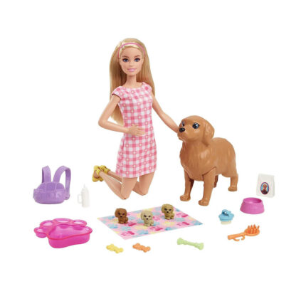 Barbie Doll and Pets, Blonde Doll with Mommy Dog